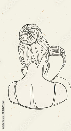 Woman with Hair in Bun Illustration.