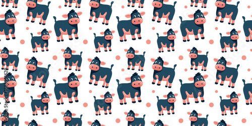 cute kids cow seamless background pattern design