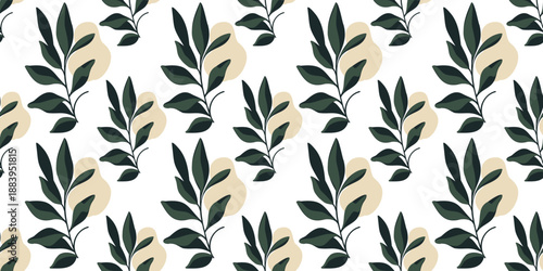 modern botanical leaves seamless repeating pattern background