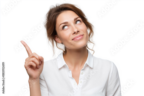 Wallpaper Mural This confident businesswoman looks upwards with curiosity, immersed in her innovative ideas Generative AI Torontodigital.ca