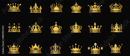Golden crown mascot. Vector illustration isolated on white background.