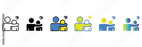 Icon Set Diverse People Interaction, Teamwork, Collaboration, and Communication for Business, UI/UX Design, and Social Networking Concepts