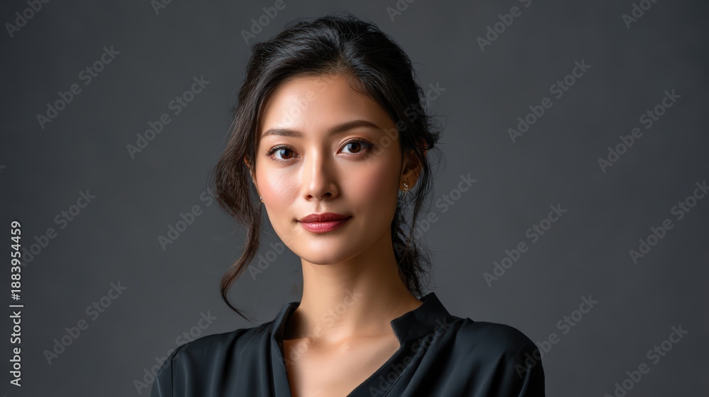 Fototapeta premium Woman Portrait On Dark Background