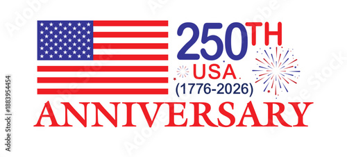 250 Anniversary Modern Flag Typography Banner Poster, post Design  USA Decorative Background