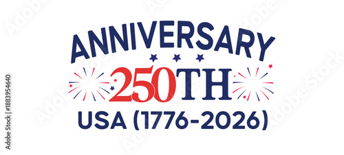 250 Anniversary Modern Flag Typography Banner Poster, post Design  USA Decorative Background