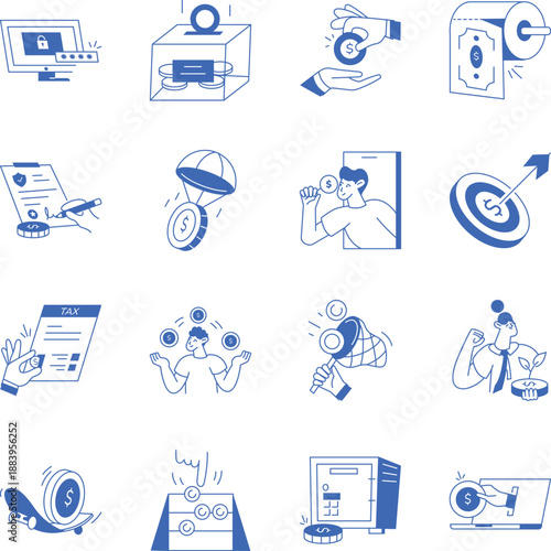 Modern Pack of Finance Outline Style Icons
