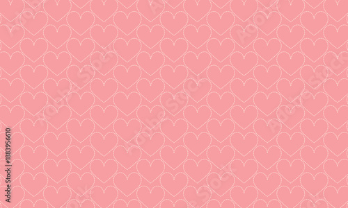 破線が多めのハートマークが並ぶピンクの背景