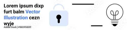 Innovation, security, data protection, creativity, technology solutions, intellectual property. Padlock and lightbulb divided by a line. Security and innovation concepts