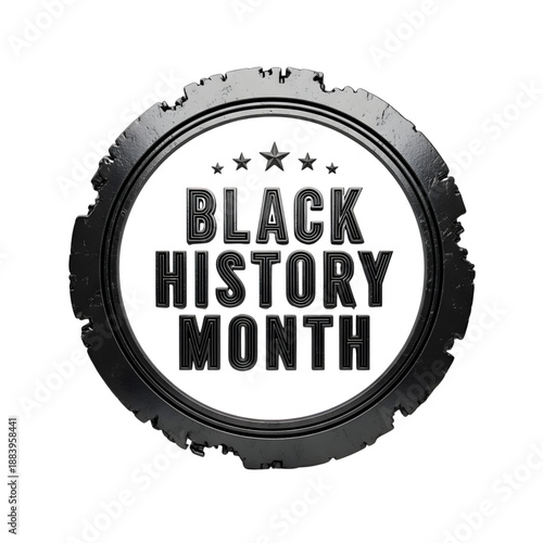 A Black History Month logo with a circular design and stars