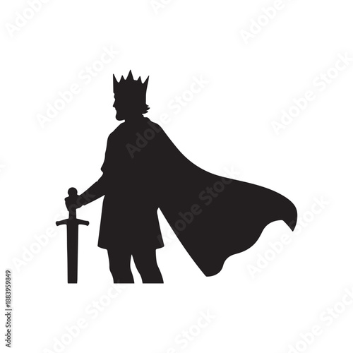 Prince medieval silhouette vector flat illustration design on white background