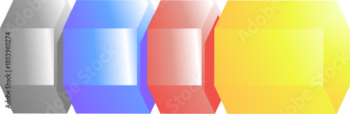 カット面が輝く宝石風クリスタルオブジェクトのイラスト素材セット　色分けされた立体デザインで価値や段階を表現できる装飾パーツ