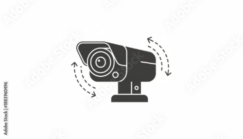 Security Surveillance Camera Icon with Motion Indicators