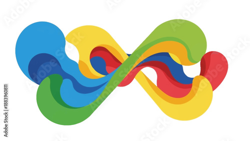 Colorful abstract infinity symbol with overlapping shapes