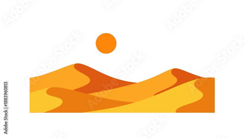 Minimalist desert landscape illustration with sun and sand dunes