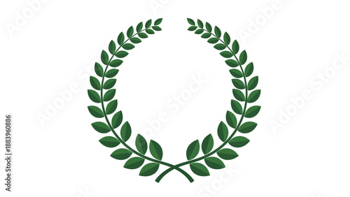Green Laurel Wreath Symbol on White Background for Achievement and Honor