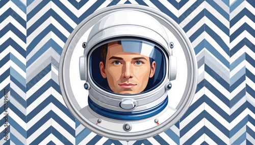 Astronaut in Space Helmet Portrait Closeup.