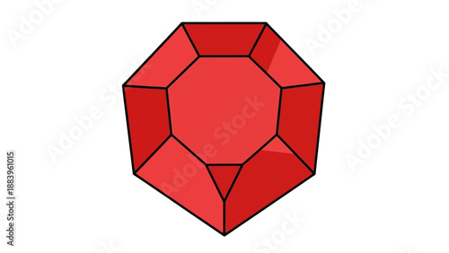 Geometric red gemstone illustration with polygonal facets