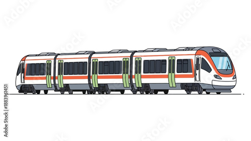 Modern passenger train with sleek design on white background