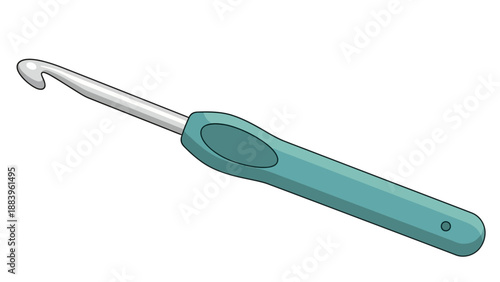 Illustration of a Green Crochet Hook with Ergonomic Handle