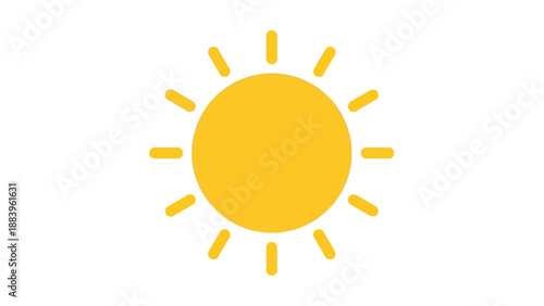 Bright yellow sun icon on a white background