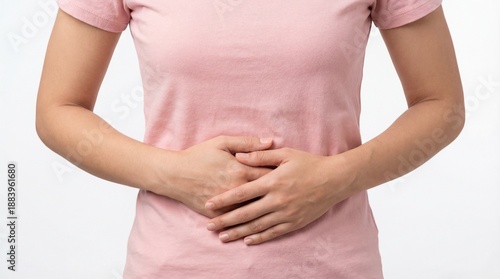 Wallpaper Mural Woman holding stomach in pain, digestive issues, health concept. Torontodigital.ca