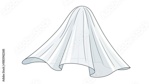 White ghost costume illustration with flowing fabric design