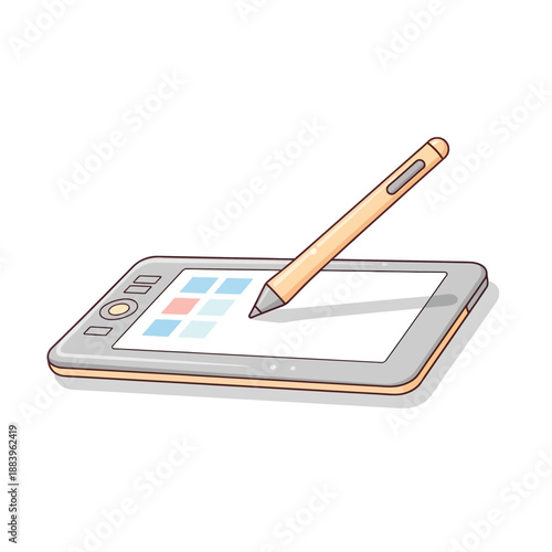 Digital drawing tablet with stylus pen for creative digital artwork and design projects