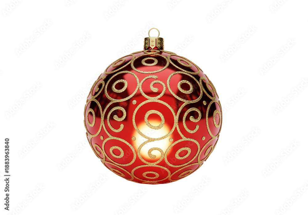 Fototapeta premium Elegant red and gold Christmas ornament on black background
