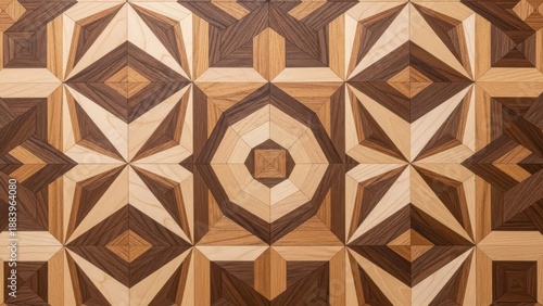 Intricate wooden parquet pattern
