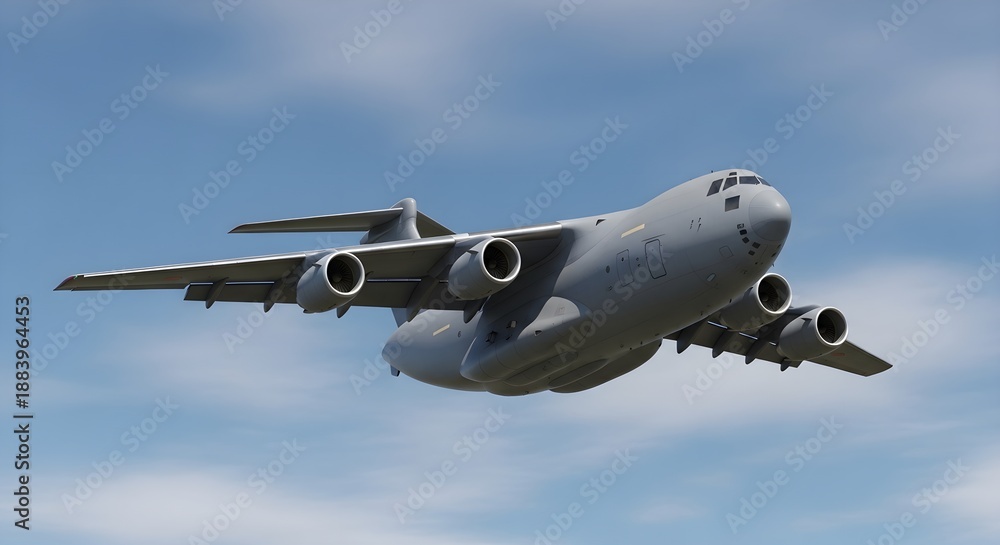 Obraz premium Large cargo airplane flying in the sky.