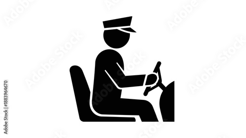 Driver sitting in a vehicle.