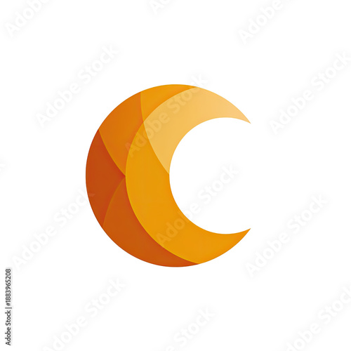 Glowing crescent design, golden hue with sharp edges, on a solid black background