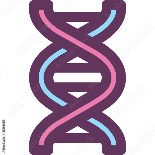 Colorful DNA double helix icon for genetics, biology, biotechnology research, medical infographics, genome projects and modern STEM classroom visuals


