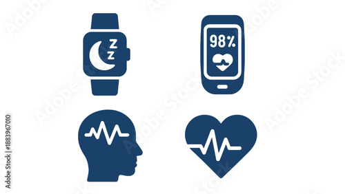 A collection of health and wellness icons on a white background