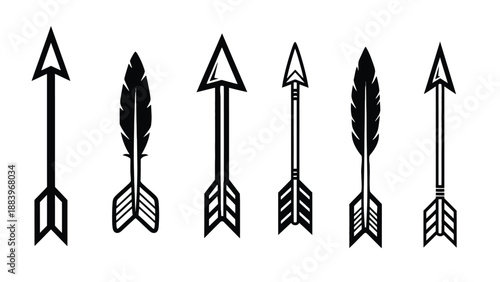 A set of six black and white arrow icons on a plain background