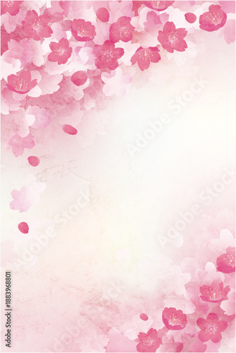 水彩タッチの淡いピンクの桜背景