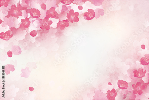 水彩タッチの淡いピンクの桜背景