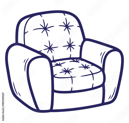 Simple vector illustration of a comfortable armchair with star pattern for home decor.