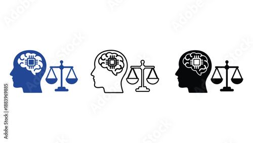 A conceptual illustration of AI ethics with human head and scales