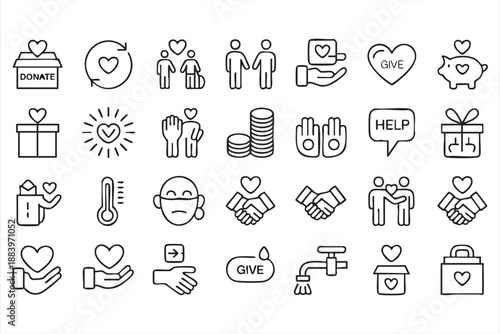 Nonprofit Fundraising Icons for Digital Giving Systems