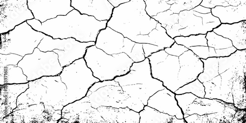 digital wall grunge and dust pattern surface Cracked white wall texture design element white background.
