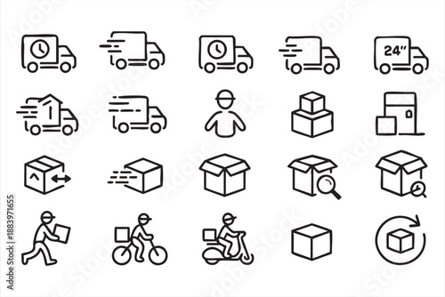 Courier Delivery Icons for Mobile and Web UI Design