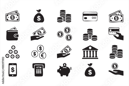 Money and Finance Icons for Banking and Payment UI