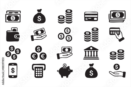 Finance Management Icons for Payment and Accounting Systems