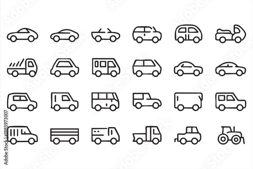 Transport Vehicle Icons for Automotive and Traffic Systems