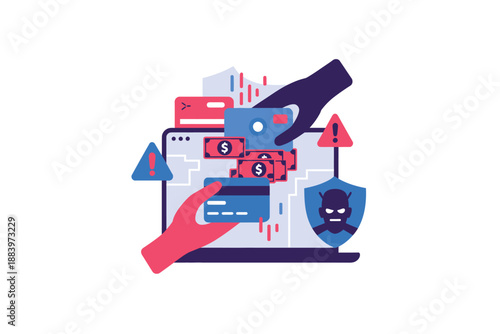 A graphic illustration of online security and financial protection from cyber threats