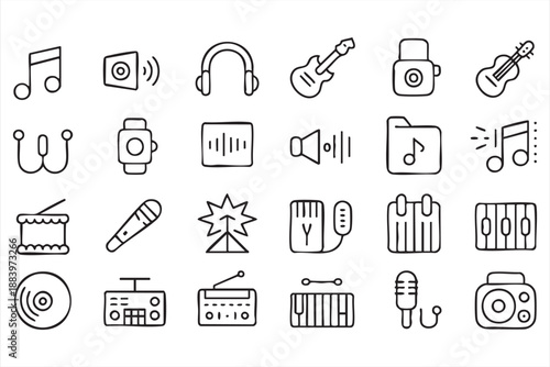 Music Instrument Icons for Digital Media Interface Design