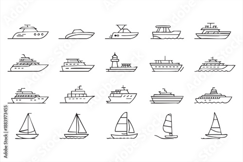 Boat and Yacht Icons for Marine and Nautical UI Design