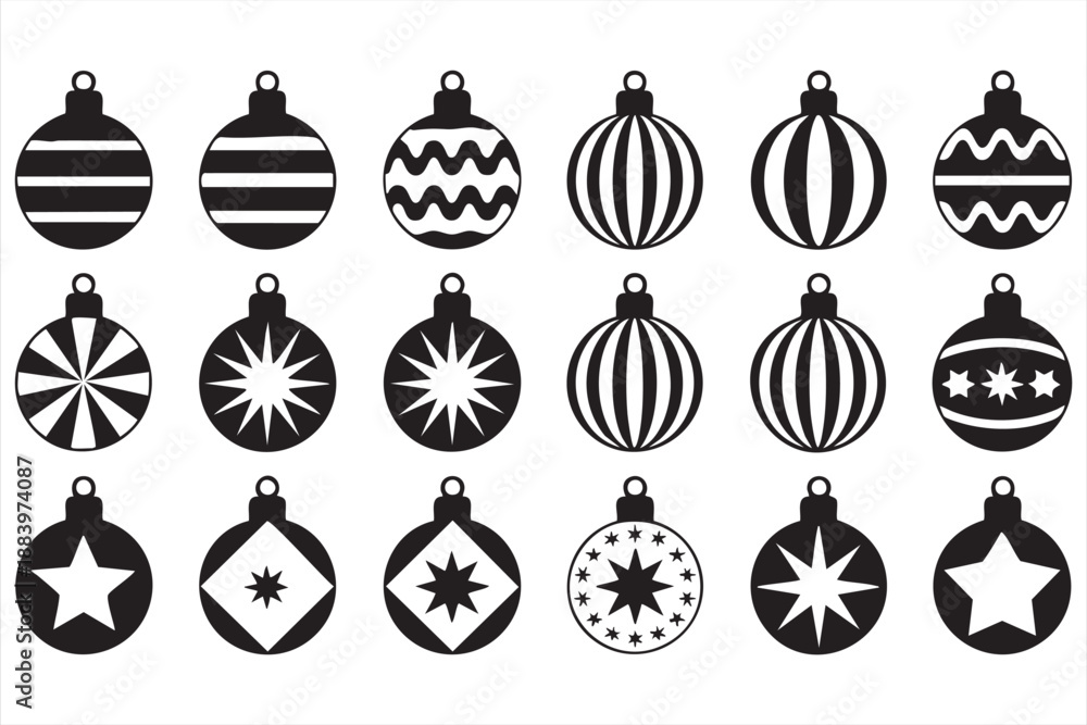 Fototapeta premium Christmas Ornament Icons for Holiday Decoration Design