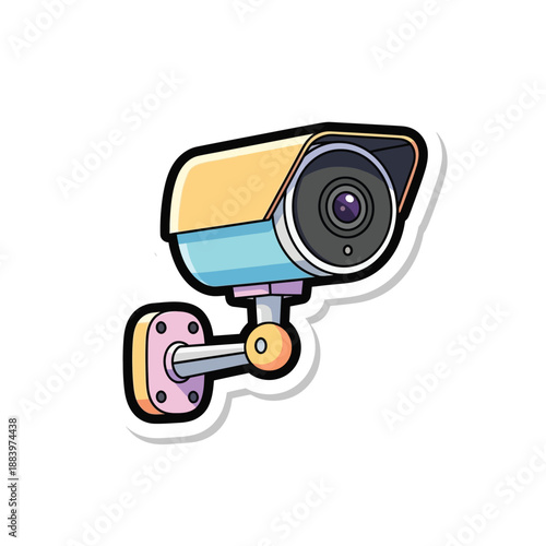 Colorful Cartoon Security Camera Illustration for Surveillance and Security Concepts